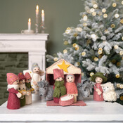 Sjaal met Verhaal Felt Nativity Scene cyclaam/oudroze