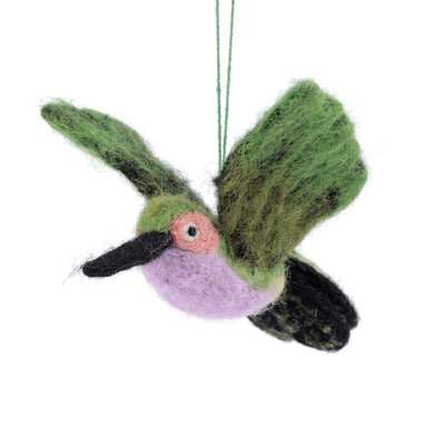Sjaal met Verhaal Felt Christmas Hanger Kolibrie lila/groen