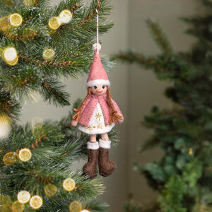 Sjaal met Verhaal Felt Christmas Hanger Meisje Mistletoe Dreams oudroze