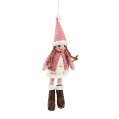 Sjaal met Verhaal Felt Christmas Hanger Meisje Mistletoe Dreams oudroze