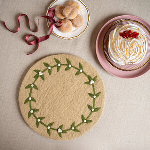 Sjaal met Verhaal Felt coaster 35 cm rond Mistletoe
