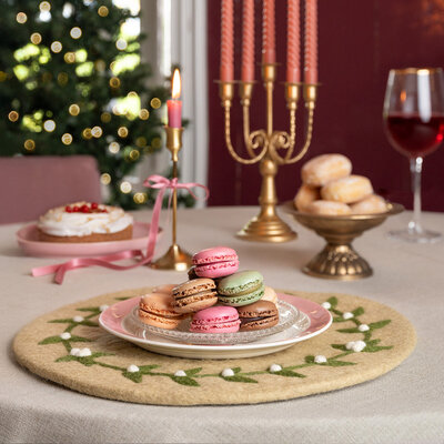 Sjaal met Verhaal Felt coaster 35 cm rond Mistletoe