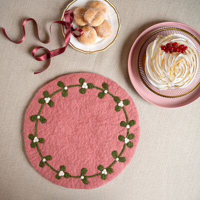 Sjaal met Verhaal Filz-Untersetzer 35 cm rond Mistletoe Dreams