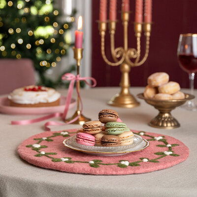 Sjaal met Verhaal Felt coaster 35 cm rond Mistletoe Dreams