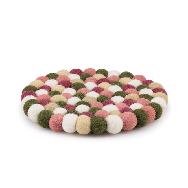 Felt coaster 20 cm rond Bolletjes Mistletoe Dreams