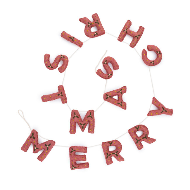 Felt Garland Merry Christmas Mistletoe Dreams