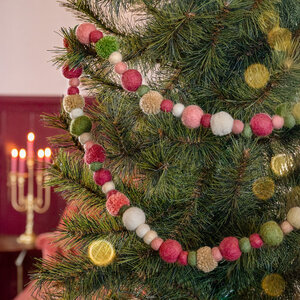 Sjaal met Verhaal Filzgirlande Viltballetjes Pompoms Mistletoe Dreams