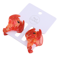 Red Cuckoo Hair Claw Clip Lobster Set of 2