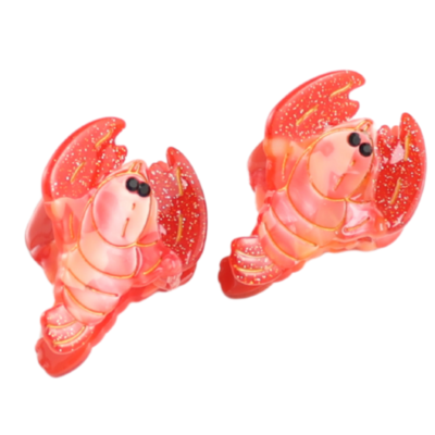 Red Cuckoo Hair Claw Clip Lobster Set of 2