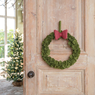 Sjaal met Verhaal Filz Weihnachtskranz Eucalyptus met Strik