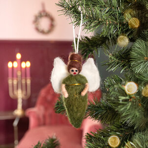 Sjaal met Verhaal Filz Weihnachtshänger Engeltje Mistletoe groen