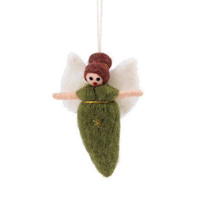 Sjaal met Verhaal Filz Weihnachtshänger Engeltje Mistletoe groen