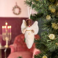 Sjaal met Verhaal Felt Christmas Hanger Engel wit goud