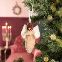 Sjaal met Verhaal Filz Weihnachtshänger Engeltje beige
