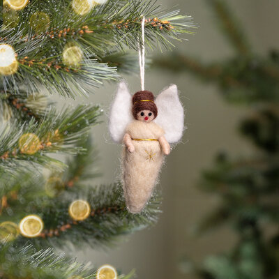 Sjaal met Verhaal Filz Weihnachtshänger Engeltje beige