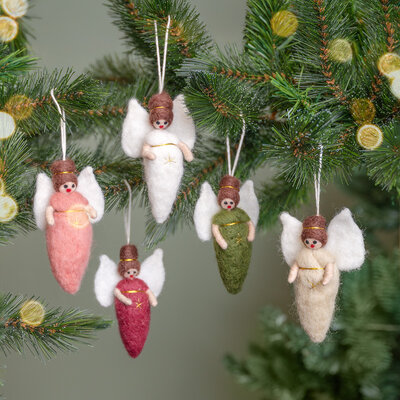 Sjaal met Verhaal Filz Weihnachtshänger Engeltje beige