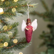 Sjaal met Verhaal Felt Christmas Hanger Engeltje cyclaam