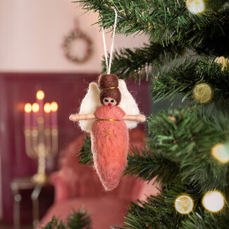 Sjaal met Verhaal Felt Christmas Hanger Engeltje oudroze