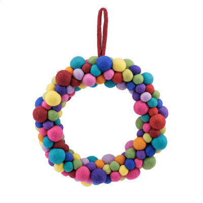 Sjaal met Verhaal Christmas Wreath Bolletjes multicolor