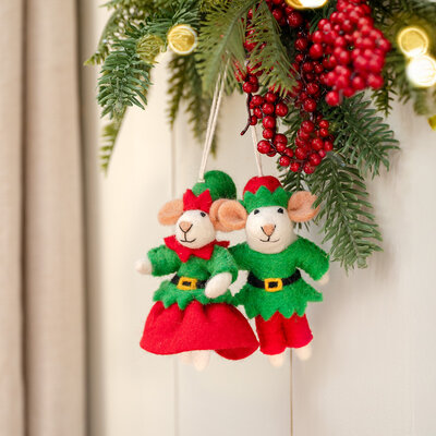 Sjaal met Verhaal Filz Weihnachtshänger Muis Kerstmuis