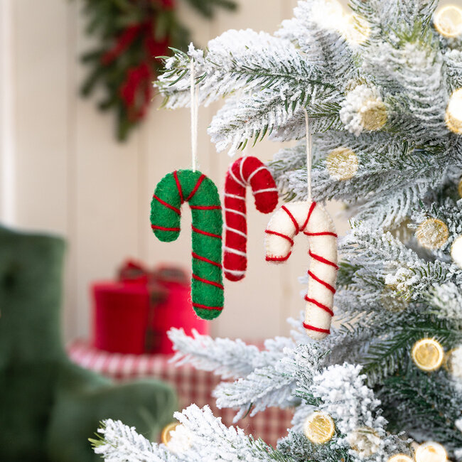 Filz Weihnachtshänger Candystick white