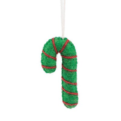 Sjaal met Verhaal Felt Christmas Hanger Candystick green