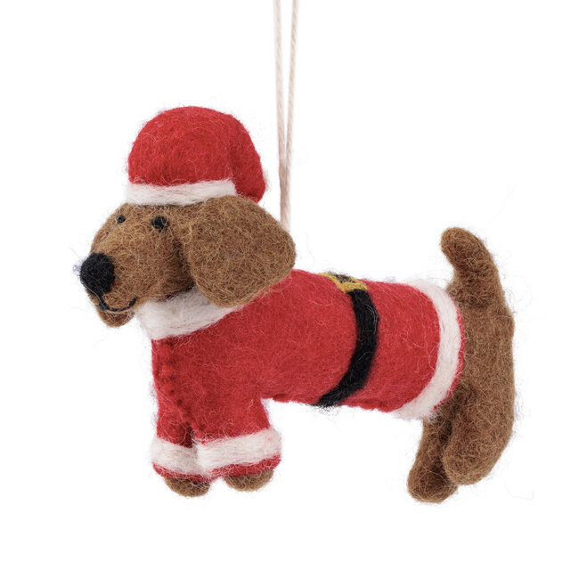 Filz Weihnachtshänger Teckel Kerstman