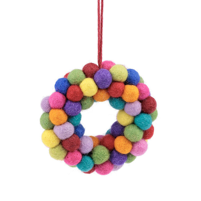 Filz Weihnachtshänger Krans Viltballetjes Small multicolor
