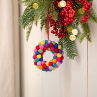 Sjaal met Verhaal Felt Christmas Hanger Krans Viltballetjes Small multicolor