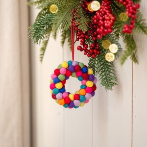 Sjaal met Verhaal Felt Christmas Hanger Krans Viltballetjes Small multicolor