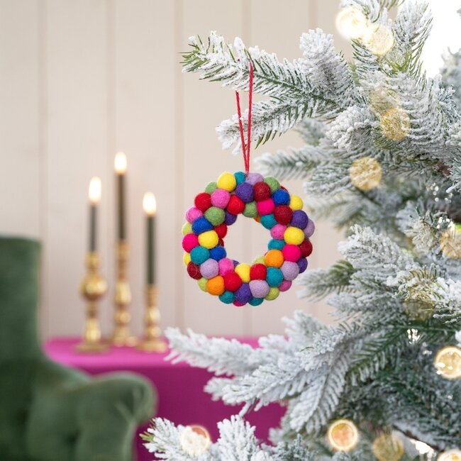 Filz Weihnachtshänger Krans Viltballetjes Small multicolor