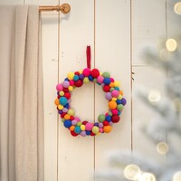 Sjaal met Verhaal Filz Weihnachtskranz Bolletjes multicolor