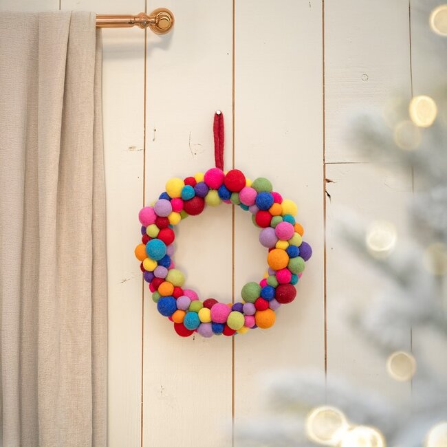 Filz Weihnachtskranz Bolletjes multicolor