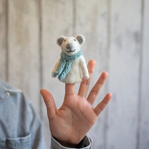 Sjaal met Verhaal Fingerpuppen IJsbeer ijsblauw