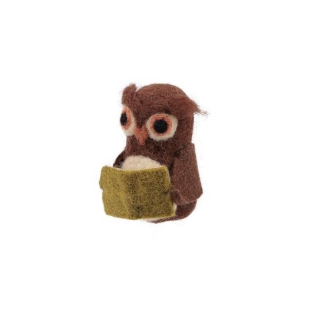 Fingerpuppen Uil met Boek