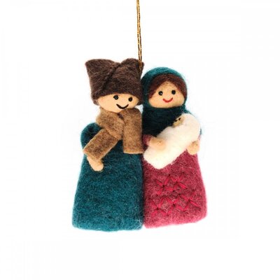 Sjaal met Verhaal Felt Christmas Hanger Jozef & Maria kleur
