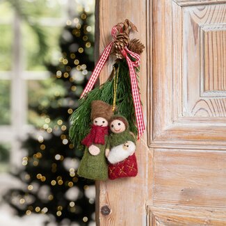 Sjaal met Verhaal Felt Christmas Hanger Jozef & Maria rood/groen