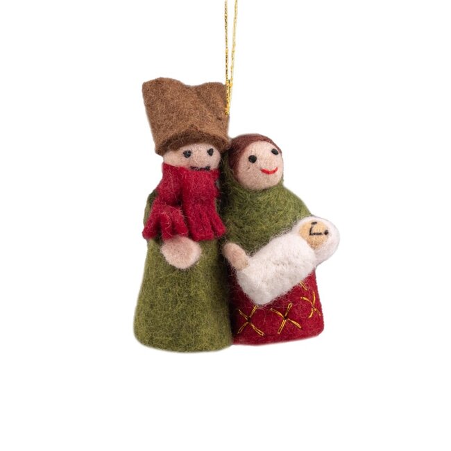 Filz Weihnachtshänger Jozef & Maria rood/groen
