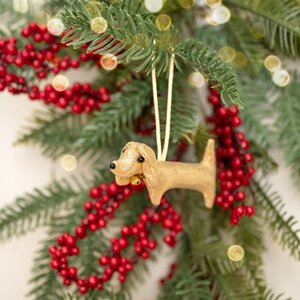 Sjaal met Verhaal Filz Weihnachtshänger Teckel goud