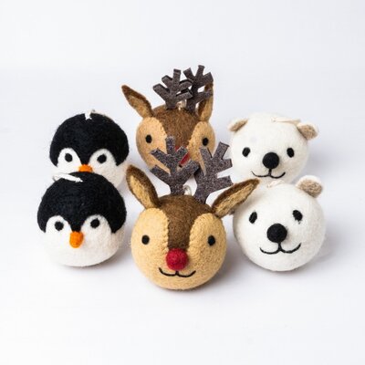 Sjaal met Verhaal Filz Weihnachtshänger Bal Winterdieren assorti