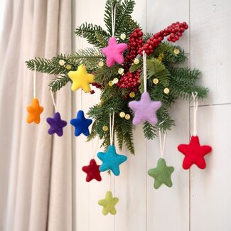 Sjaal met Verhaal Felt Christmas Hanger Ster multicolor assorti