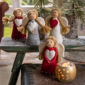 Sjaal met Verhaal Felt Decoration Kerstengelen large grey/red/white
