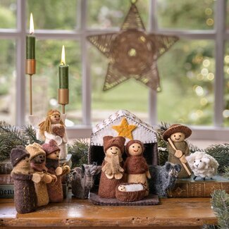 Sjaal met Verhaal Felt Nativity Scene bruin