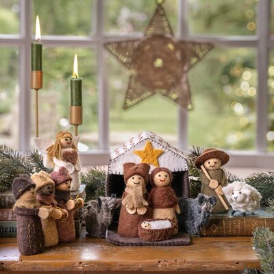 Sjaal met Verhaal Filz-Weihnachtskrippe bruin