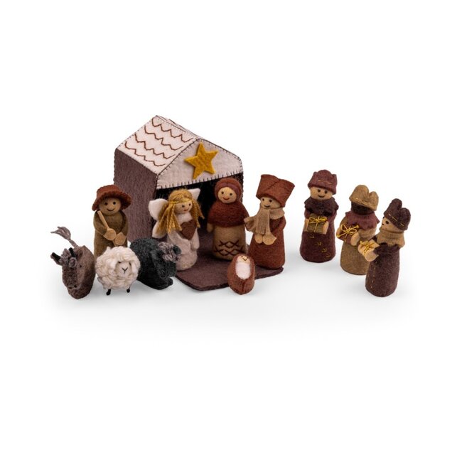 Filz-Weihnachtskrippe bruin