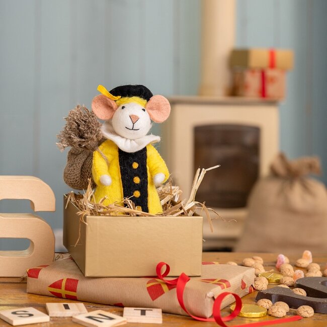 Felt Decoration Muis Pietermuis geel