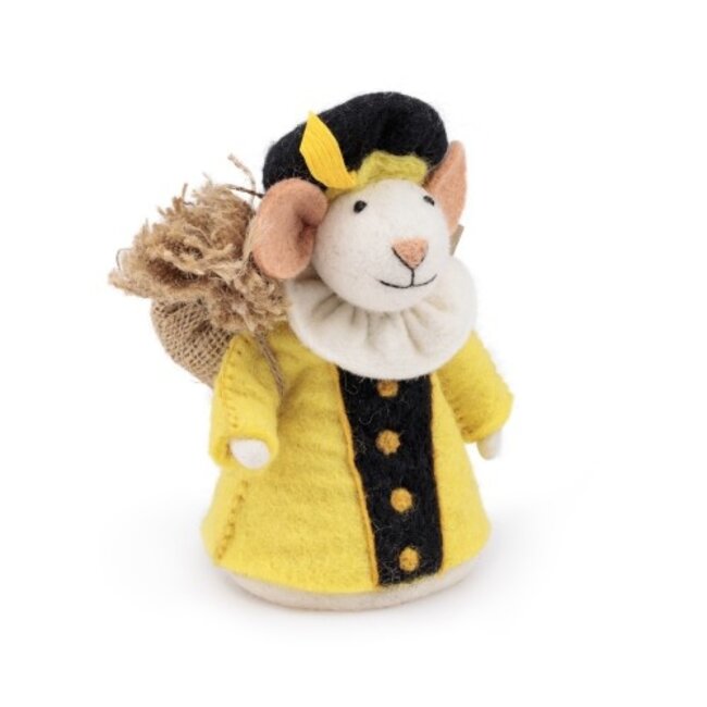 Filz-Dekoration Muis Pietermuis geel