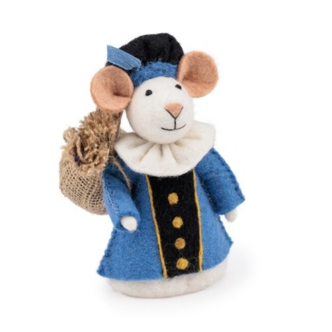 Filz-Dekoration Muis Pietermuis blauw