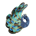 Red Cuckoo Haarklammer Peacock blue