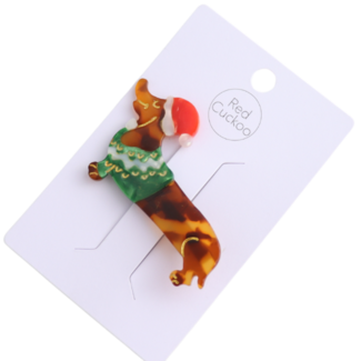 Red Cuckoo Hair Clip Xmas Dog